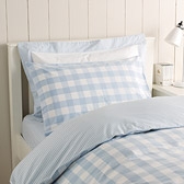 Blue Reversible Gingham Bed Linen 