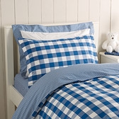 Royal Blue Reversible Gingham Bed Linen 