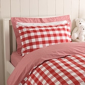 Gingham Red Cot Bed Fitted Sheet 