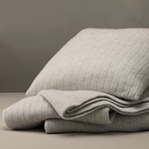 Grey Marl Cashmere Rib Throw & Cushion 