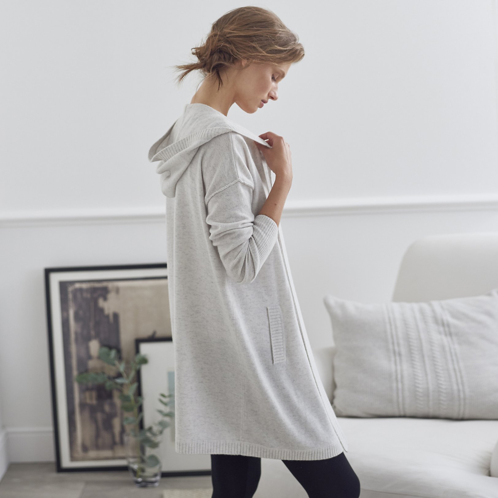 Cashmere Blend Long Hooded Cardigan | Clothing | The White Company UK