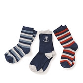 Boy's Anchor Stripe Socks 3 Pack 