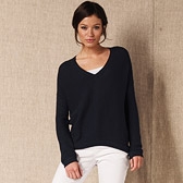 Curved Hem Navy Stitch Sweater 
