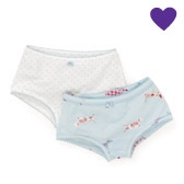 Girls Patchwork Dog Briefs 2 Pack 