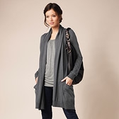 Drape Front Long Graphite Cardigan 