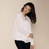 Collarless Gathered Yoke Shirt 