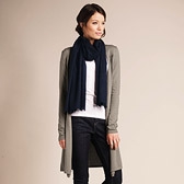 Gathered Detail Long Putty Cardigan 