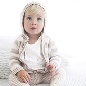 Organic Cotton Stripe Hooded Zip Cardigan 