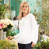 Lace Yoke Cotton Blouse 