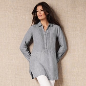 Linen Long Sleeve Pintuck Tunic 