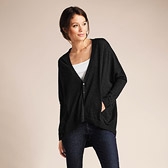 Oversized Curved Hem Dark Charcoal Marl Cardigan 