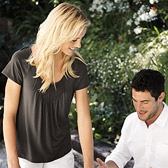 Pintuck Raglan Pewter Jersey Top 