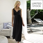 Pleated V Neck Maxi Dress 