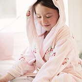Girls Vintage Rose Velour Hooded Robe 