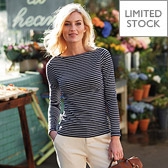 Striped Boat Neck T Shirt 