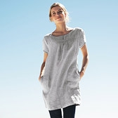 Shirred Detail Linen Pebble Marl Tunic 