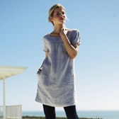 Shirred Detail Linen Tunic - Bluebell 