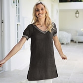 Sequin Trim Linen Tunic 