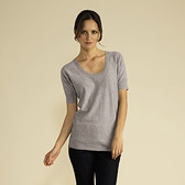 U-Neck Silver Grey Marl Merino Wool Sweater 