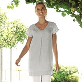 V Neck Linen Pebble Tunic 