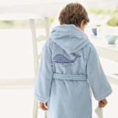 Boys Whale Velour Hooded Robe 