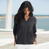Buy Cotton Broderie Notch Neck Top - Eclipse grey from The White Company