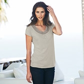 Buy Crochet Neck T-Shirt - Feather Grey from The White Company