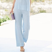 Buy Lace Slub Jersey Pyjama Bottoms - Pale Blue from The White Company