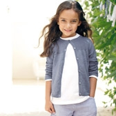Buy Girls' Cotton Linen Rib Cardigan - Blue from The White Company