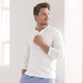 Buy Men's Henley T-Shirt - White from The White Company