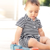 Buy Striped Polo Shortie - Navy from The White Company