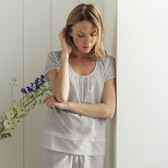 Buy Random Dobby Pyjama Top - Silver from The White Company