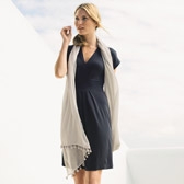 Buy Fine Check Tassel Scarf - Feather Grey from The White Company
