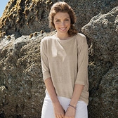 Buy Seam Detail Linen T-Shirt - Stone from The White Company