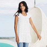 Buy Scallop Hem Broderie Tunic - White from The White Company