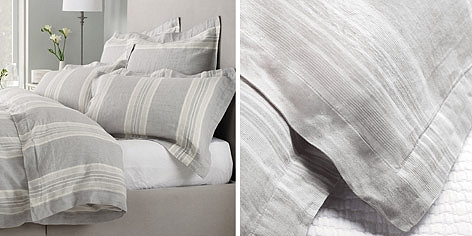 Buy Belgian Washed Linen Stripe Bed Linen from The White Company