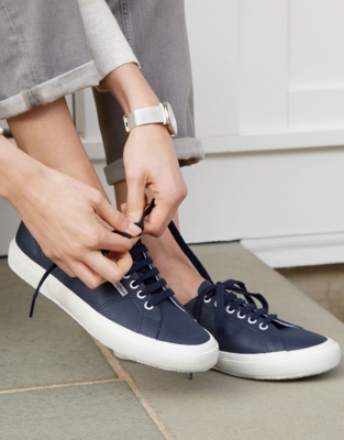 superga 2750 efglu plimsolls navy leather