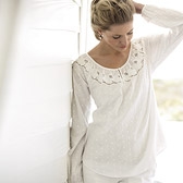 Broderie Yoke Peasant Blouse - White 