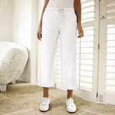 Cropped Linen Trouser - White 