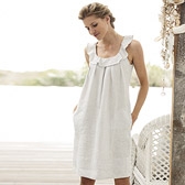 Frill Neck Linen Dress - Silver 