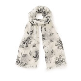Flower Print Cotton Scarf - Pebble  (sold out)