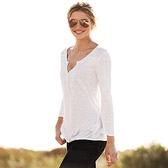 Henley Linen Sweater - White 