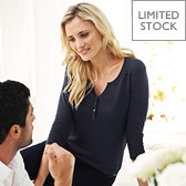 Henley Linen Sweater - Navy 