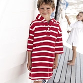Stripe Towelling Hooded Poncho - Red 