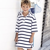 Stripe Towelling Hooded Poncho - Blue 