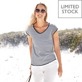 Stripe Scoop Neck T-Shirt - Navy