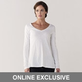 Slub V-Neck Swing T-Shirt - White 