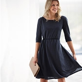 Swing Linen Jersey Dress - Navy 