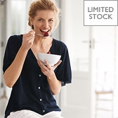 V-Neck Short Sleeve Cardigan - Navy 