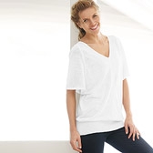 V-Neck Short Sleeve Sweater - White 